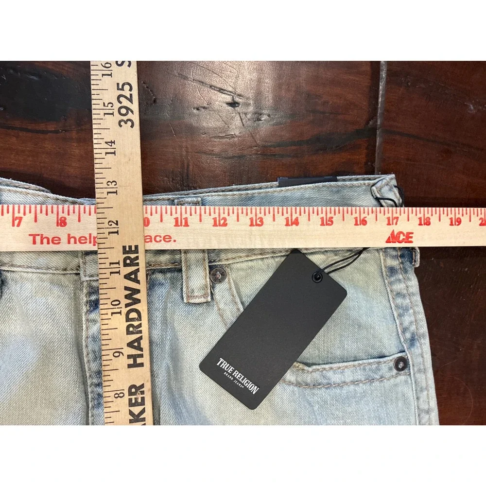 NWT True Religion Vinny Ultra Baggy Crgo Big T Jeans-8 Crgo Pkts-Mens 34 Bleach